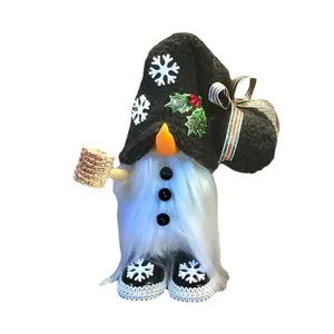 Adorable handmade Christmas gnome plush toy featuring a snowflake hat and long white beard