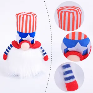USA Giorno Indipendenza LED Gnomo Decorazione Patriottica Bandiera Americana Rudolph Peluche Bambola Senza Volto Ornamento