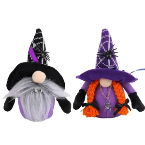 Pair of Halloween faceless vampire gnome plush dolls for spooky party decoration