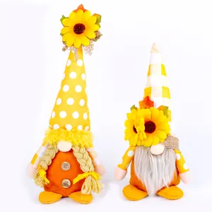Handgefertigte Herbst-Sonnenblumen-Gnom-Paar-Figuren für festliche Herbstdeko