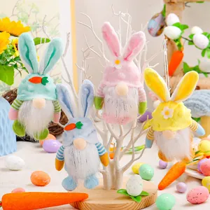 Orecchie da Coniglio Gnomo Peluche Ornamenti Sospesi Bambola Nana in Tessuto per Festa Pasquale Decorazione Casa