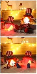 Gnomo patriottico luminoso con cappello alto per decorazione Giorno Indipendenza