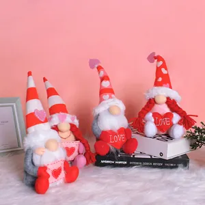 Valentine's Day Plush Gnome Decoration Love Heart Envelope Faceless Doll Rudolph Figurine For Home Decor Ornament Gift