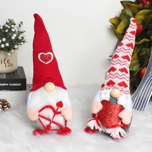 Valentinstag Gnom Puppe Herz Bogen Und Pfeil Gesichtsloser Rudolph Plüschfigur Fenster Tisch Ornament Feiertagsgeschenk Paar