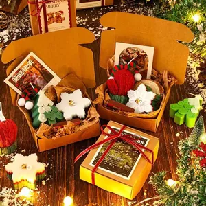 Handmade Scented Candle Gift Box Christmas Tree Gingerbread Man Soy Wax Fragrance Candle Set For Holiday Home Decor Gift
