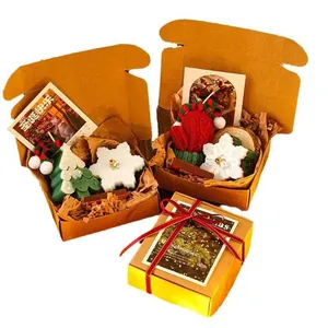 Creative Christmas scented candle gift set with tree and snowflake shapes in kraft boxes