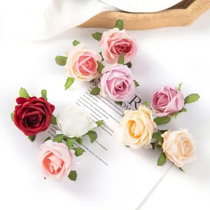 Têtes de roses en soie artificielle multicolores pour l'artisanat de mariage DIY