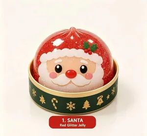 Close-up of a Santa Claus red glitter jelly squeeze toy for Christmas stress relief