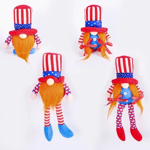 Patriotic American Independence Day gnomes doll set with LED lights and stars