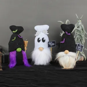 Set di 3 gnomi di Halloween LED luminosi bambole di peluche decorazioni per feste