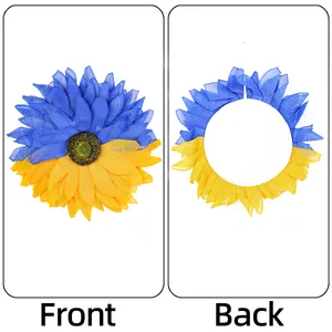 Vues avant et arrière de la couronne de tournesols bleu et jaune drapeau ukrainien pour porte