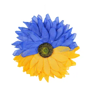 Couronne de tournesol aux couleurs du drapeau ukrainien pour décoration de porte