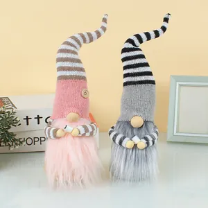 Gnomi di Natale Decorazioni Cappello a Strisce in Maglia Bambola di Peluche senza Volto con Tazza di Caffè Tomte Svedese Fatto a Mano per Decorazioni Natalizie Casa Vetrina