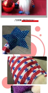 Detailansichten der Unabhängigkeitstag-Zwergpuppe mit Stofftextur in Stars and Stripes.