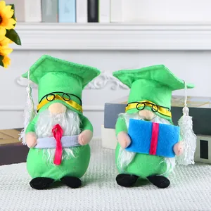 Gnomo di Laurea Peluche Tocco da Dottore Bambola Senza Volto Decorazione Cerimonia Laurea Gnomo Verde Regalo Studente