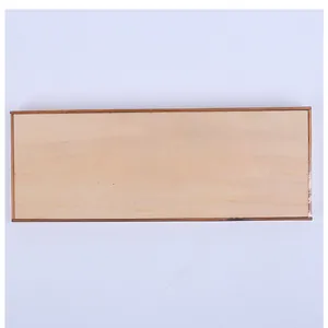 Detailed back view of a rectangular natural wood box for holiday hanging decorations