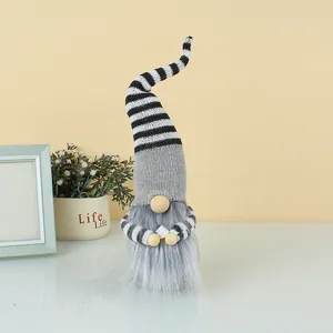 Gnomo svedese di peluche fatto a mano con cappello a righe per decorazione casa