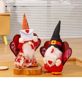 Whimsical pair of Thanksgiving turkey gnome dolls for cute autumn home holiday decor