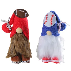 Set di 2 gnomi di peluche a tema sportivo con motivi di baseball e football americano