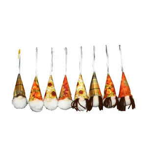 Set mit 8 süßen Herbst-Zwergen-Anhängern mit Sonnenblumen- und Karomuster-Dekor