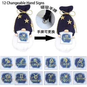 Gnomo zodiacale in peluche con 12 carte magnetiche intercambiabili per arredo