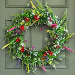 Ghirlanda Artificiale di Fiori Selvatici del Texas Ghirlanda Floreale Primaverile Colorata per Porta d'Ingresso Decorazione Parete Casa Pastorale in Seta e Plastica