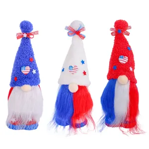 Set de 3 gnomos de peluche patrióticos para decoración de mesa del Día de la Independencia