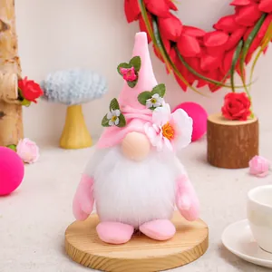 Poupée gnome en peluche rose faite main cadeau décoration elfe sans visage fête des mères