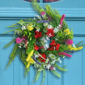Ghirlanda artificiale di fiori selvatici del Texas per decorazione porta primaverile