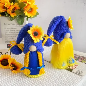 Gnomi da giardino girasole fatti a mano, bambole di peluche per decorazioni casa