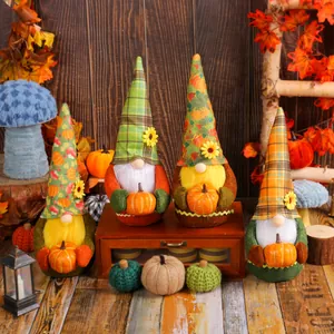 Harvest Festival Faceless Gnome Plush Doll Polyester Autumn Decor Long Beard Pumpkin Sunflower Swedish Tomte Dwarf Table Ornament