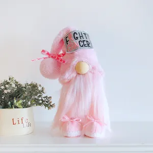 Adorable pink breast cancer awareness gnome plush doll for holiday home decoration