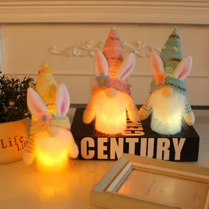 Leuchtender Osterhase Gnom Gesichtsloser Puppe LED Licht Hasenohren Hängende Dekoration Für Fenster Party Heimdekoration