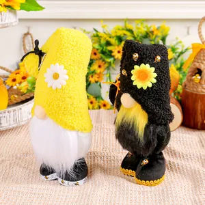 Handmade Bee Day gnome plush dolls with daisy and bee decorations for home decor