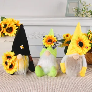 Lot de gnomes en peluche tournesol et abeille pour une décoration d'automne festive