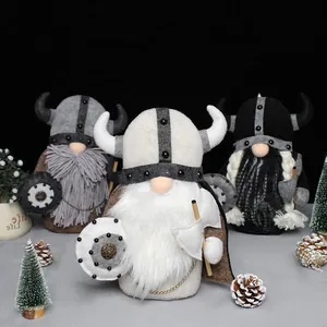 Handmade Viking warrior gnome dolls with shields and axes for home decor
