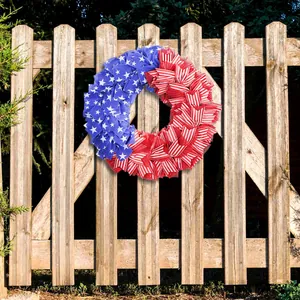 Ghirlanda patriottica con bandiera americana per decorazione porta Independence Day 30cm