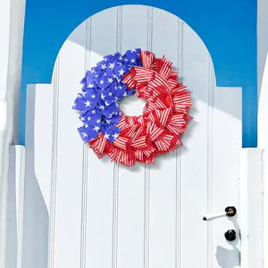 Corona patriottica bandiera americana per decorazione porta Giorno dell'Indipendenza