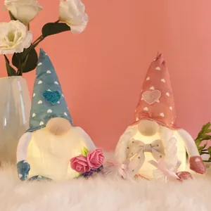 Ornamenti Gnomo Rudolph Luminosi Bambola Senza Volto Nordica LED Nano di Peluche per Festa della Mamma Ringraziamento Casa