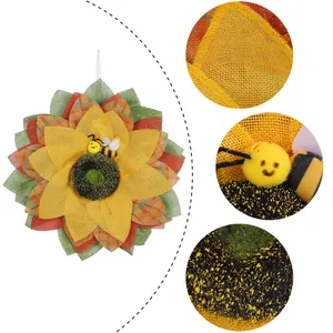 Couronne de tournesol décorative avec abeille pour le festival des abeilles et Pâques
