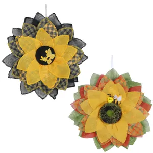 Couronnes de tournesol en toile de jute pour la fête des abeilles et décoration de fête
