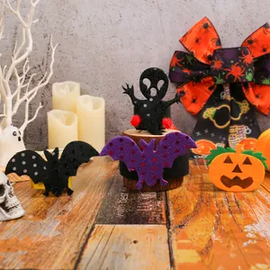 Γιορτινά βραχιόλια Halloween για παιδιά με τσόχινα σχέδια φαντάσματος, νυχτερίδας και κολοκύθας