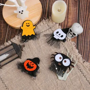 Set di fermagli per capelli creativi di Halloween con motivi a zucca, fantasma e ragno per feste