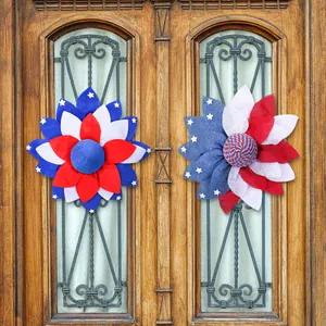 American Independence Day floral wreaths for door decoration with stars and stripes