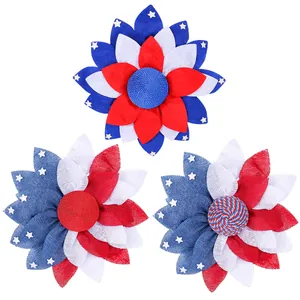USA Independence Day patriotic flower wreaths in red white and blue colors