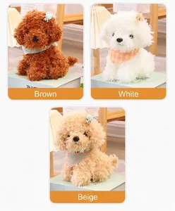 Colección de cachorros de peluche en marrón, blanco y beige con pañuelos de colores