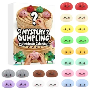 Mystery dumpling squishy fidget toys in 24-day countdown calendar holiday gift set