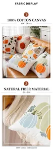 Close-up of towel embroidered pumpkin patterns on durable canvas pillow covers