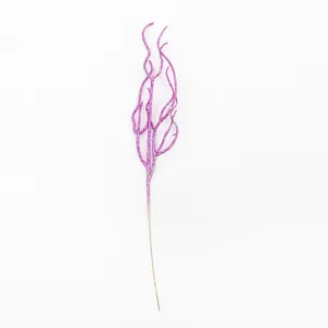 Detailed view of a pink glittered decorative branch for Christmas tree and floral displays