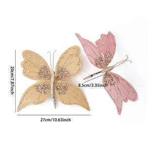 Glitzernde künstliche Schmetterling-Weihnachtsdeko mit Clips, Größe 27x20cm Detailansicht